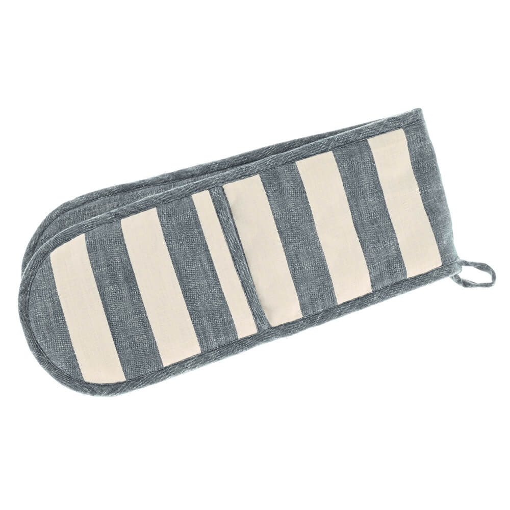 Walton & Co Flint Blue Wide Stripe Double Oven Glove